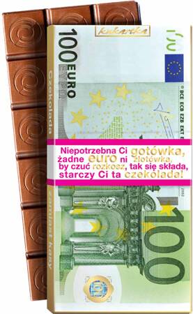 CZEKOLADA mleczna Banknot 100 Euro Kukartka